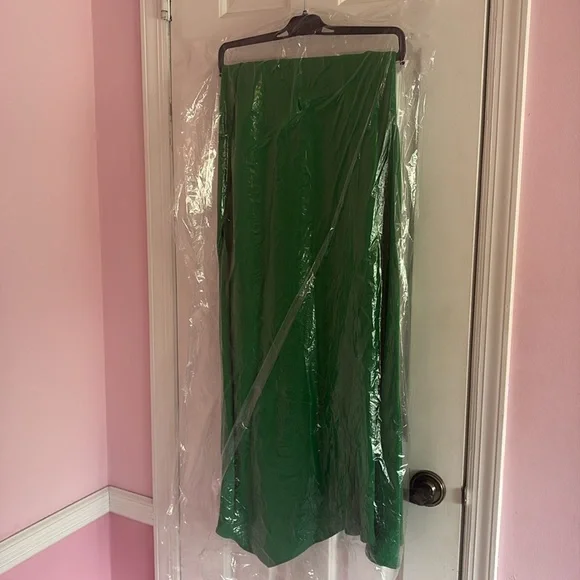 MANGO NWT Green Asymmetrical Dress with Side Slit Size 4 - Picture 7 of 8